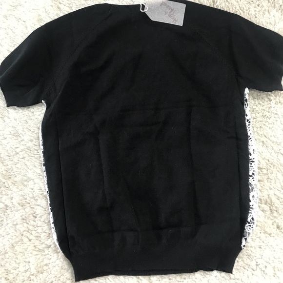 Plaid/Crochet Raglan SS Sweater - Picture 6 of 6